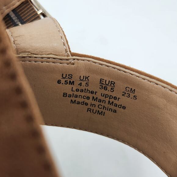 Franco Sarto Leather Feminine High Heels Rumi Sandals Tan Brown Size 6.5 M - Picture 10 of 10